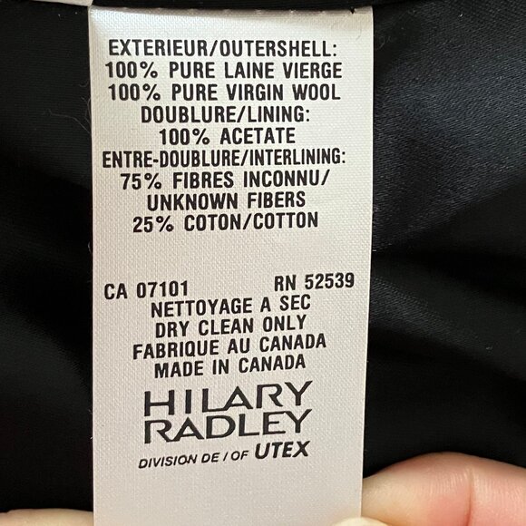 Hilary Radley black wool coat with real fur trim, size medium - Picture 3 of 6